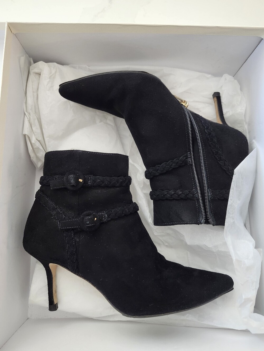 L'agence Black Suede Pointed-Toe Ankle Boots